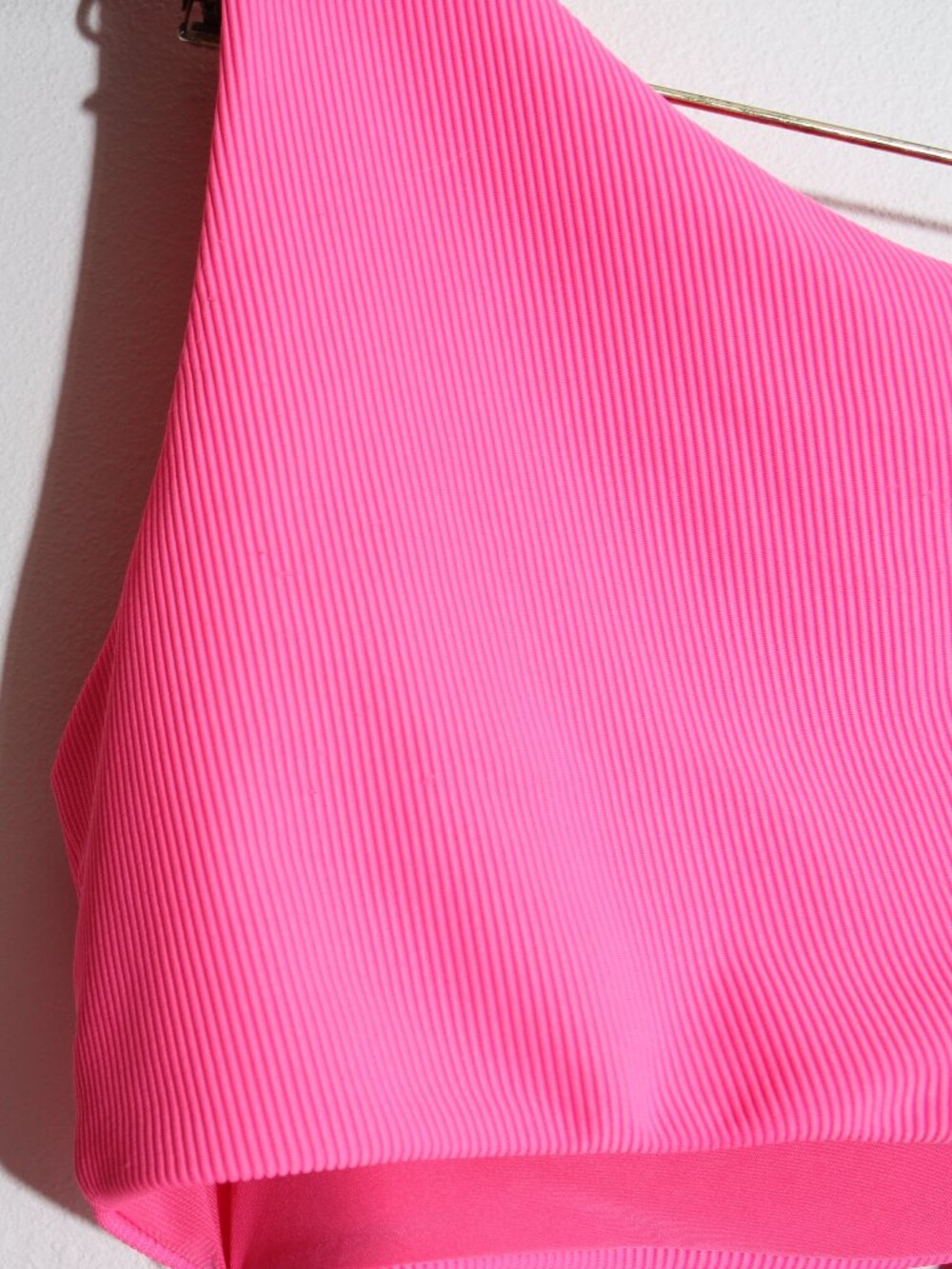 Beach Riot Celine One Piece Swimsuit Neon Pink Ribbed Cut Out Asymmetrical Large - Picture 12 of 16